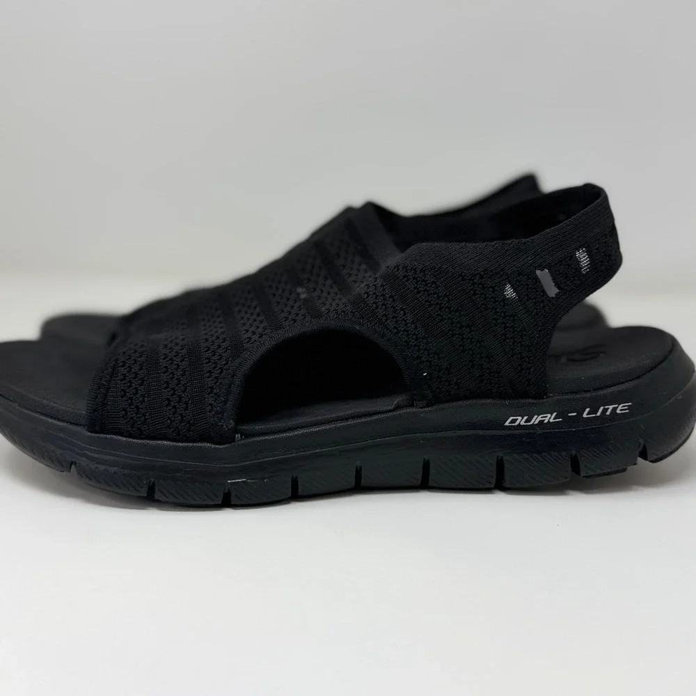 Skechers Cali Flex Appeal Women's 9 Black Yoga Foam Dual-Lite Slingback Sandals